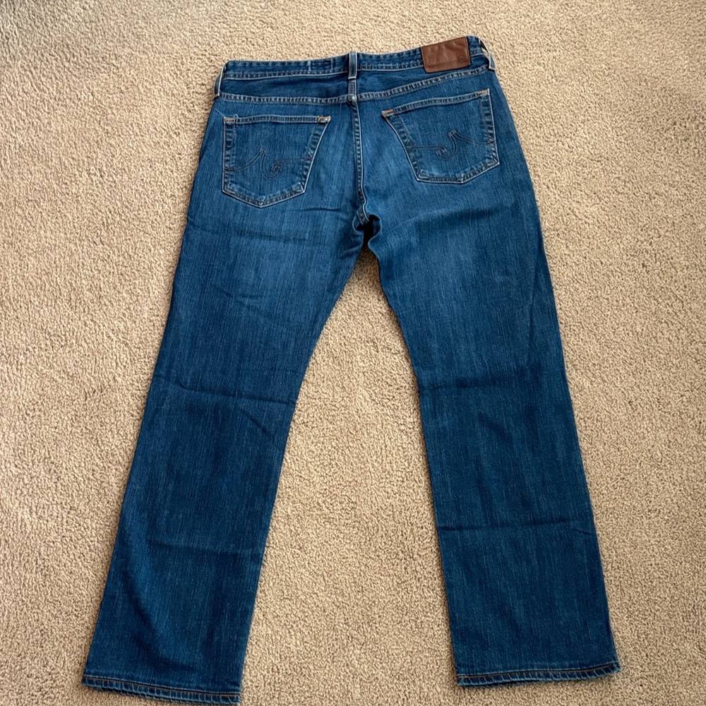 Ag Adriano Goldschmmied Men's Protege Blue Straight Jeans 34W 34L - Picture 5 of 6